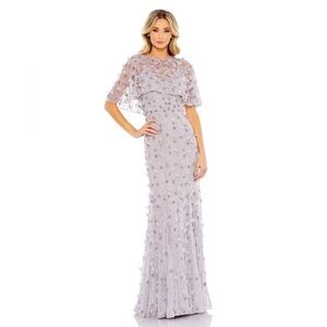 Mac Duggal 93653 EMBELLISHED ILLUSION CAPE SLEEVE TRUMPET GOWN